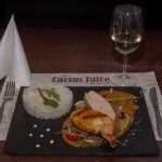 Chicken breast supreme with jasmine rise with piquant nuts sauce